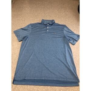 Vineyard Vines Mens Large Blue White Stripe Performance Golf Polo Shirt